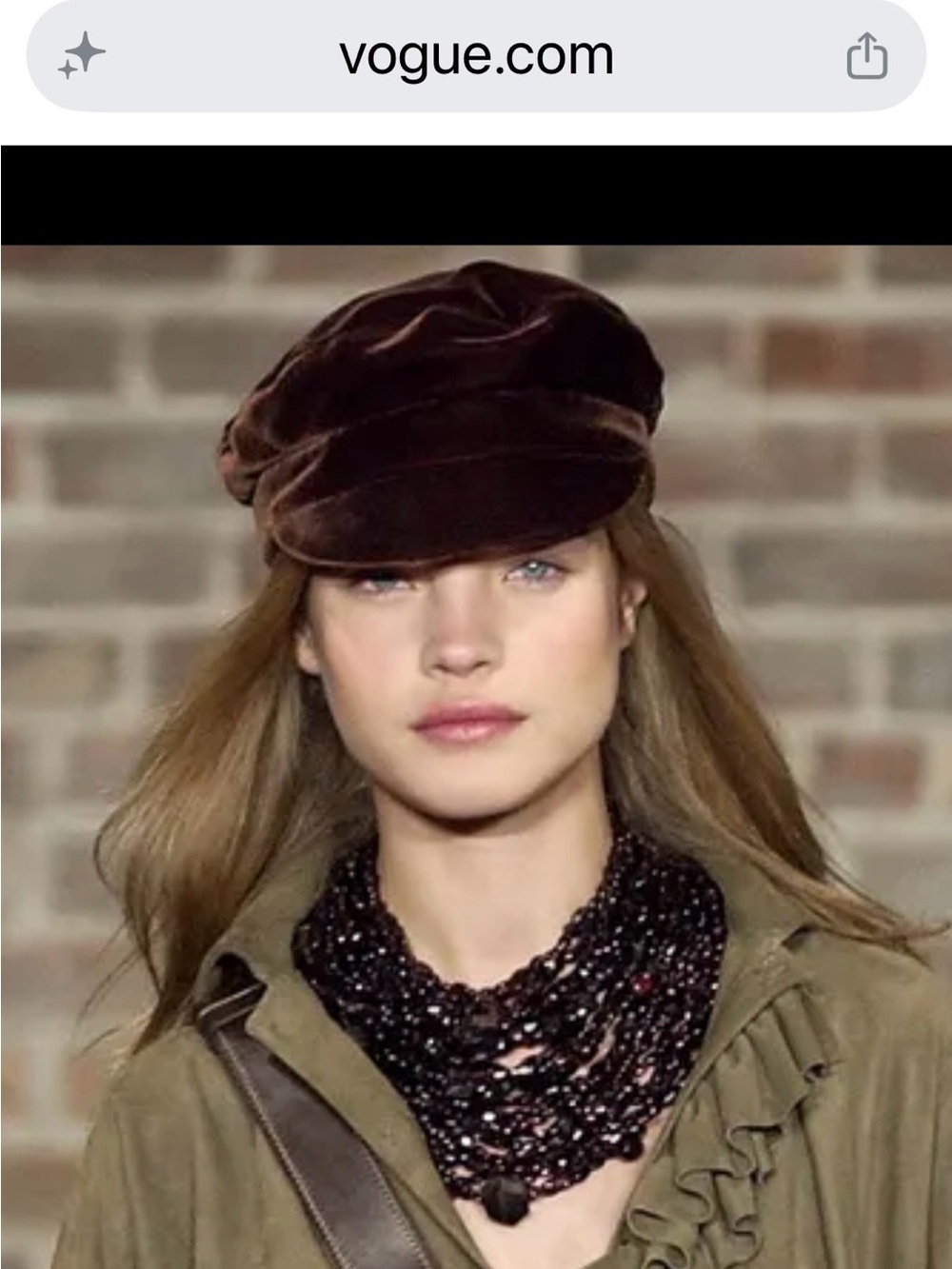 Vintage Patricia Underwood for Ralph Lauren Collection Fall 2003 Velvet Newsboy